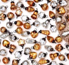 50 Pieces Amber and Silver Ornaments For Tree Decoration - Glass Christmas Ornaments